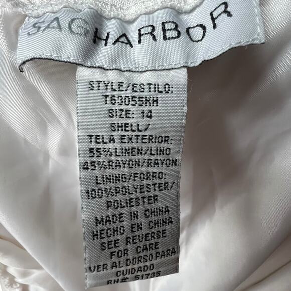 SAG Harbor White Linen Blend Drawstring Pants Size 14 – Casual Comfort - Picture 5 of 16